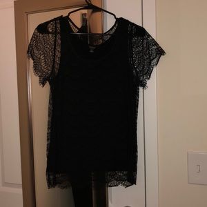 Ann Taylor lace overlay t shirt